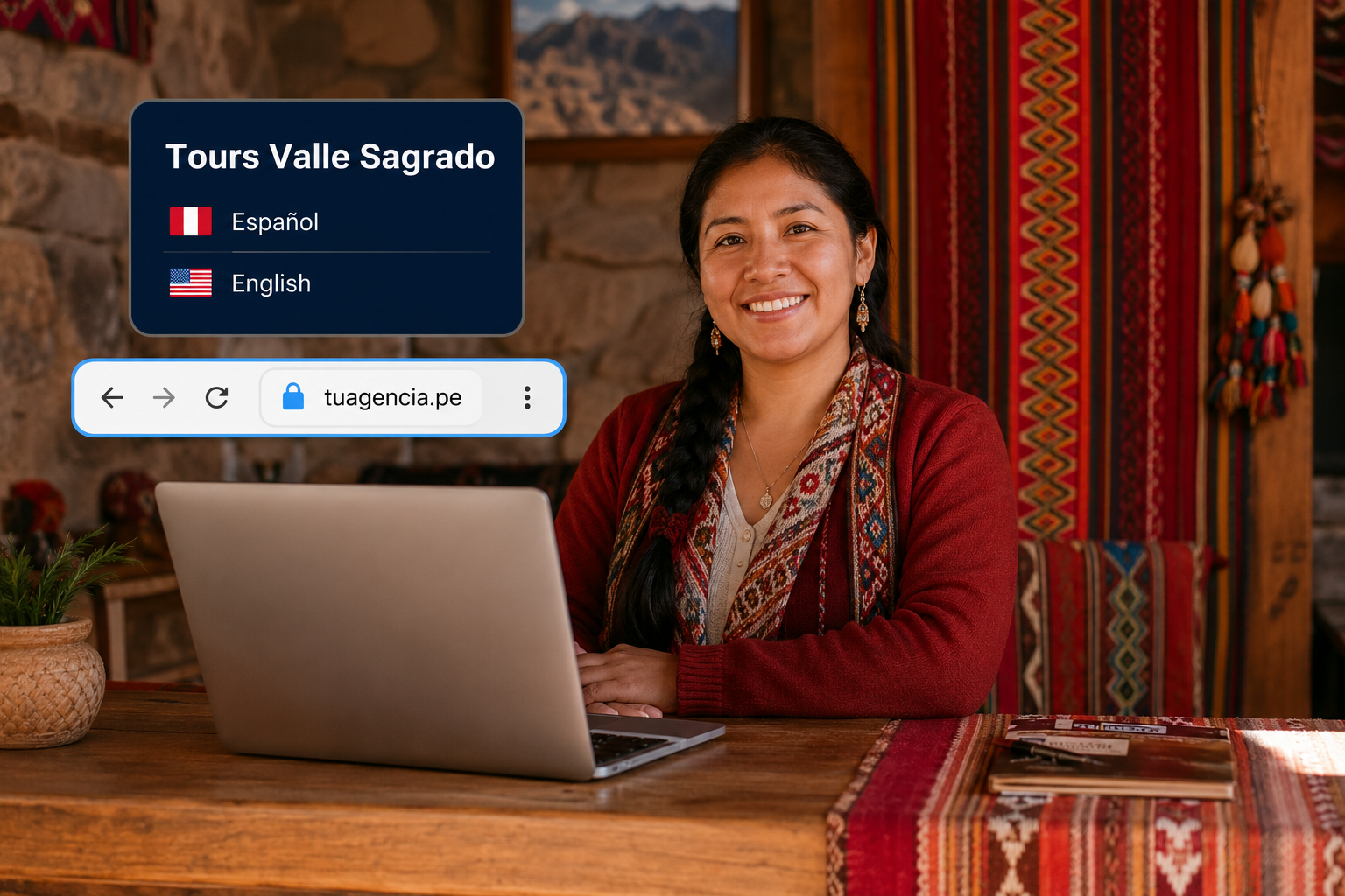 Dueña de agencia de turismo cusqueña con su web en dos idiomas
