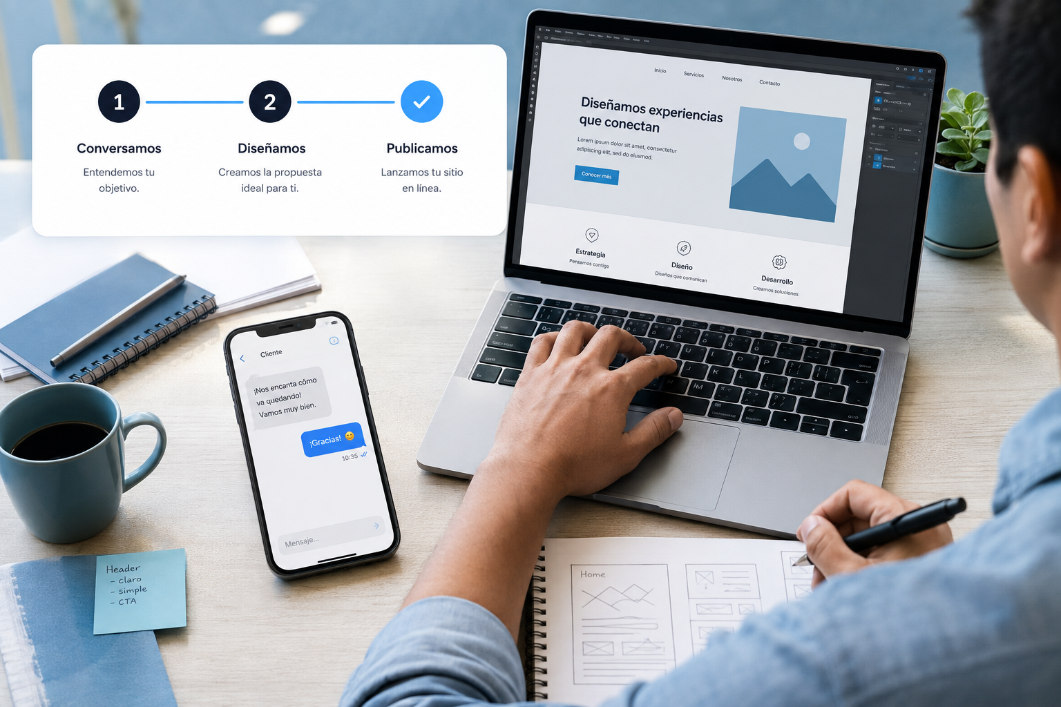 Proceso de diseño web: conversamos, diseñamos y publicamos