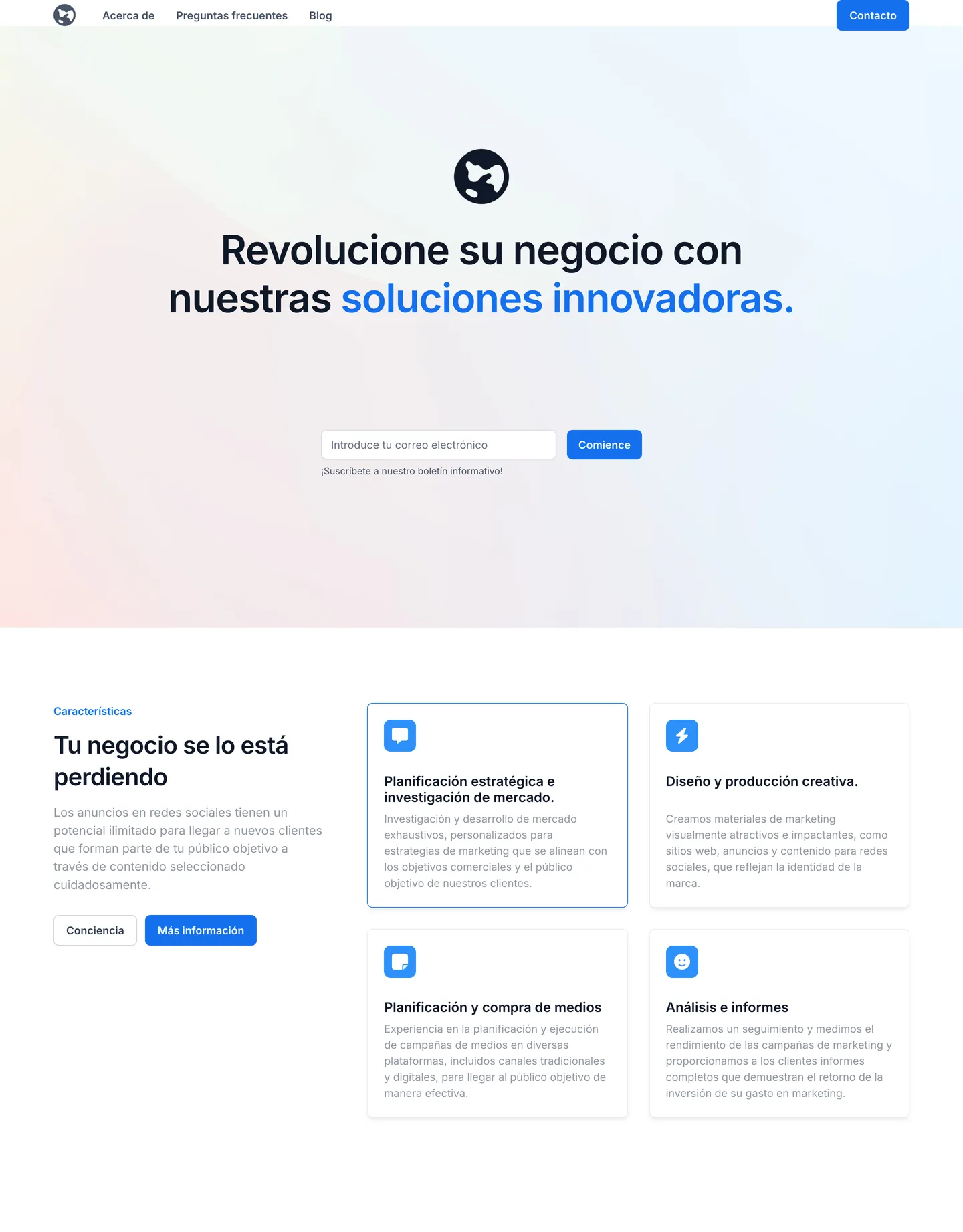 Diseño de página web para landing pages