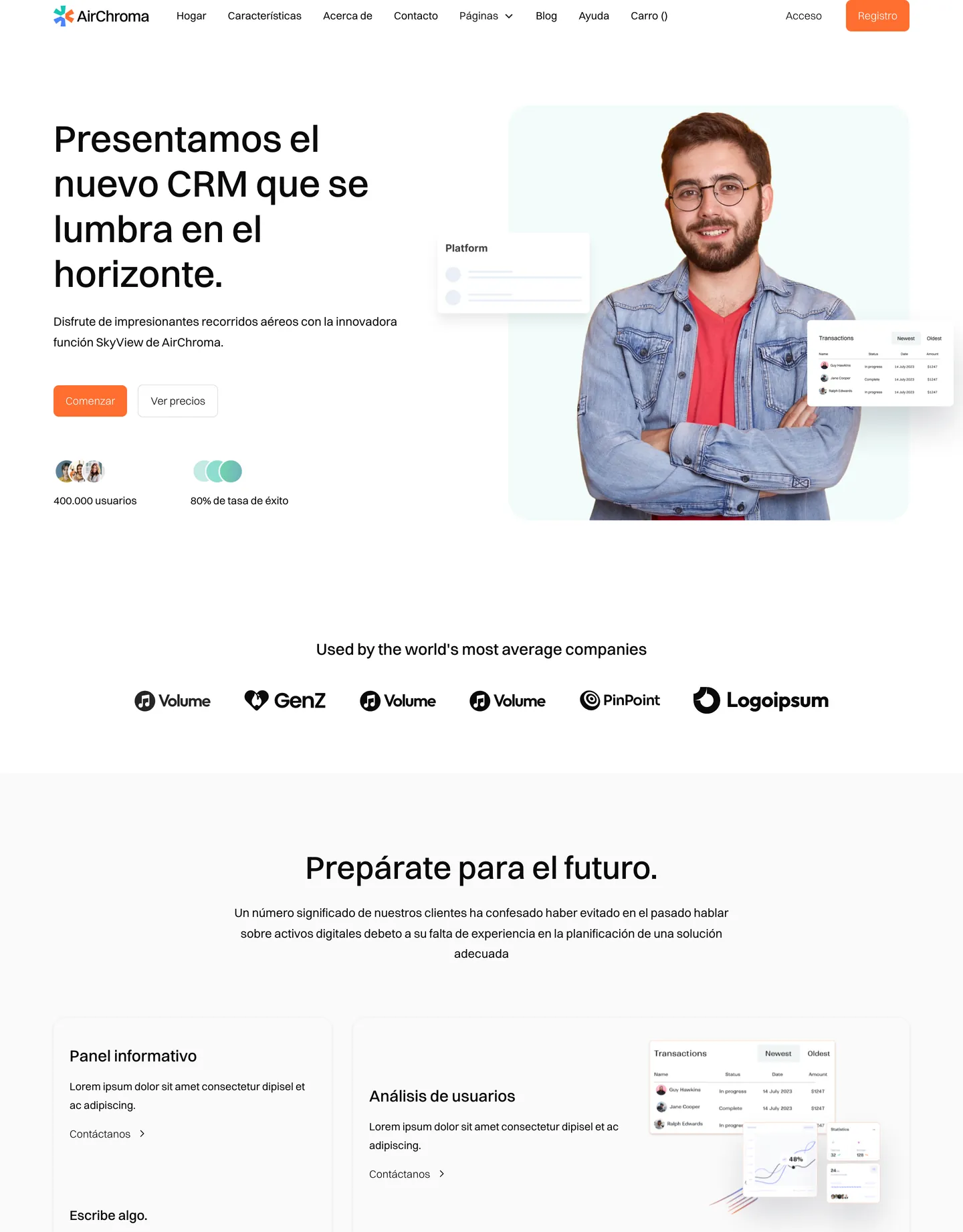 Diseño de página web para landing pages