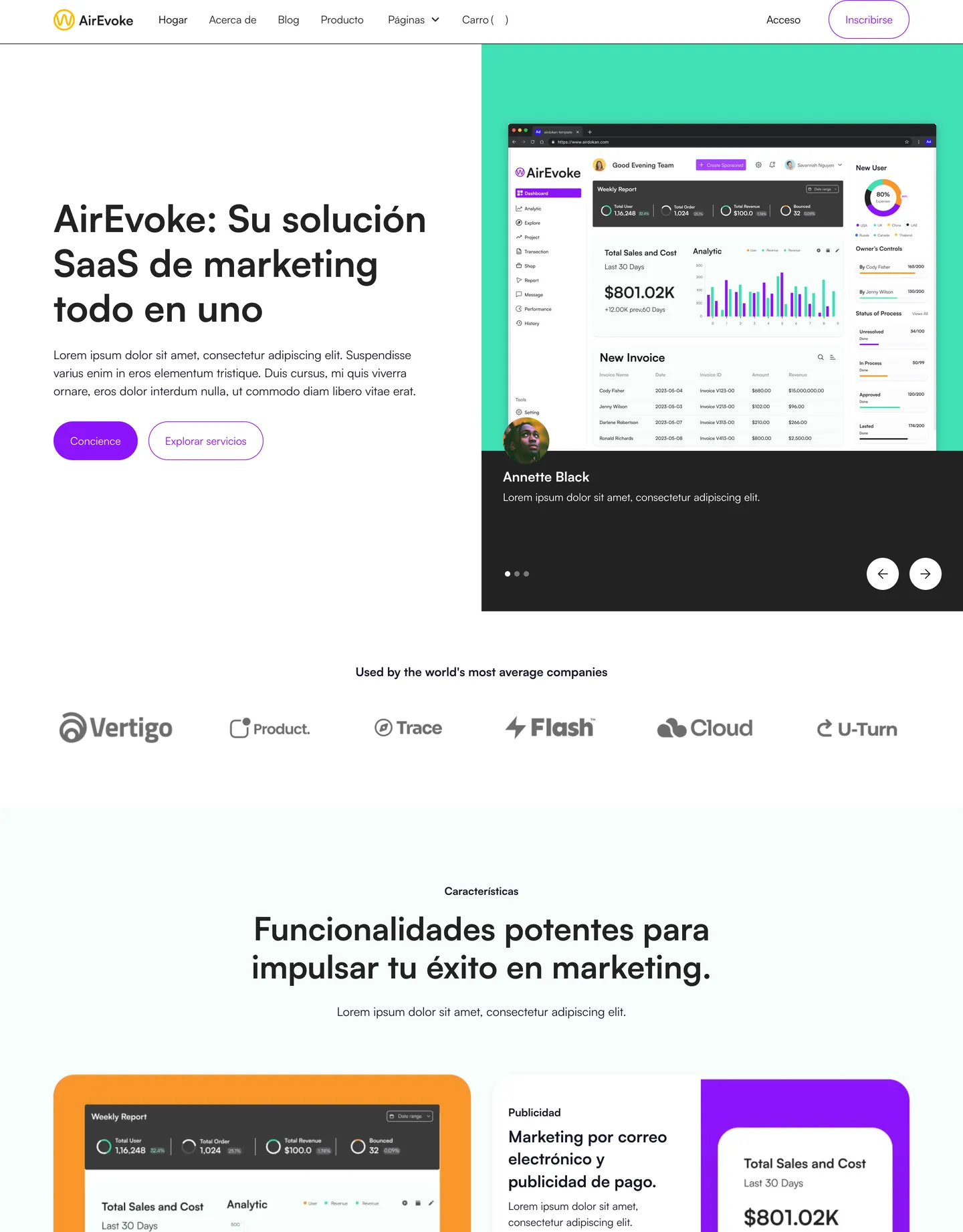 Diseño de página web para landing pages