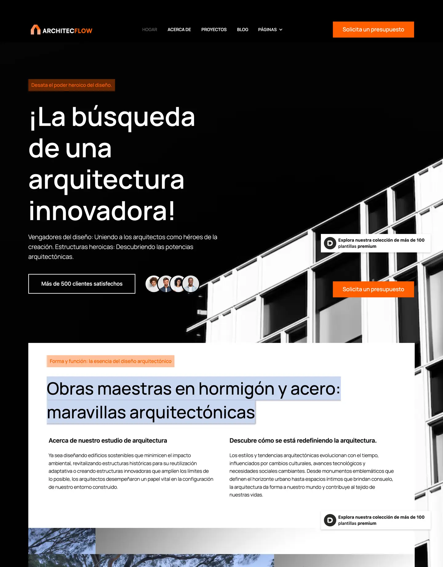 Diseño de página web para construcción y arquitectura