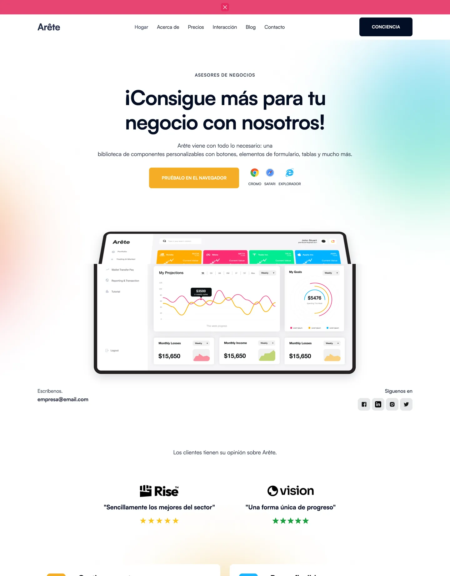 Diseño de página web para landing pages