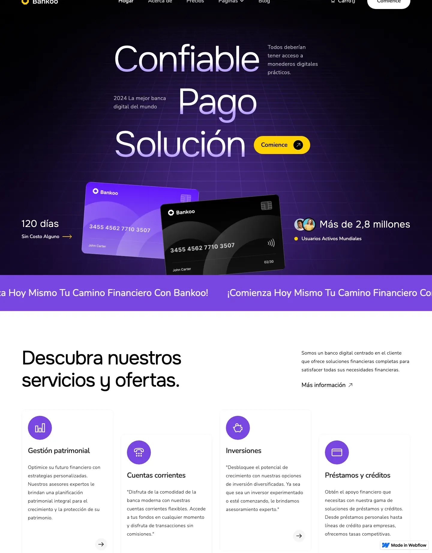 Diseño de página web para finanzas y seguros