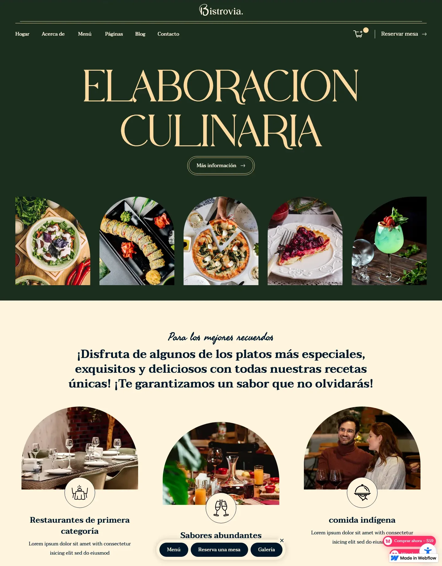 Diseño de página web para restaurantes y cafés