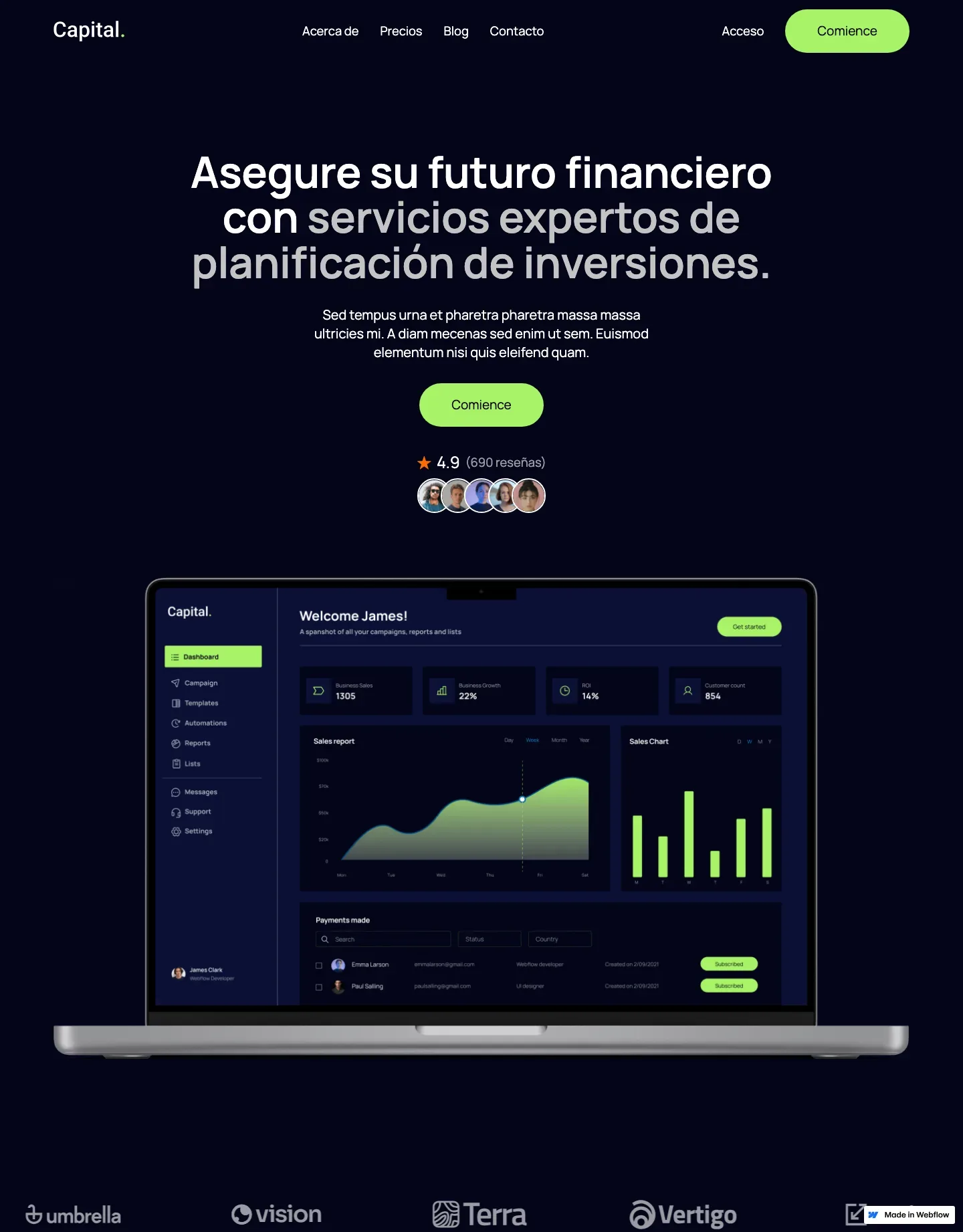 Diseño de página web para landing pages