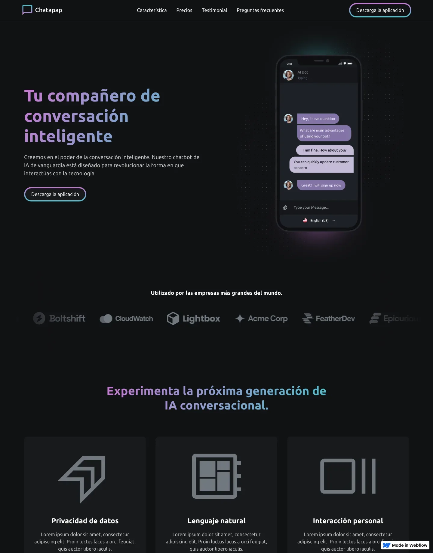 Diseño de página web para landing pages
