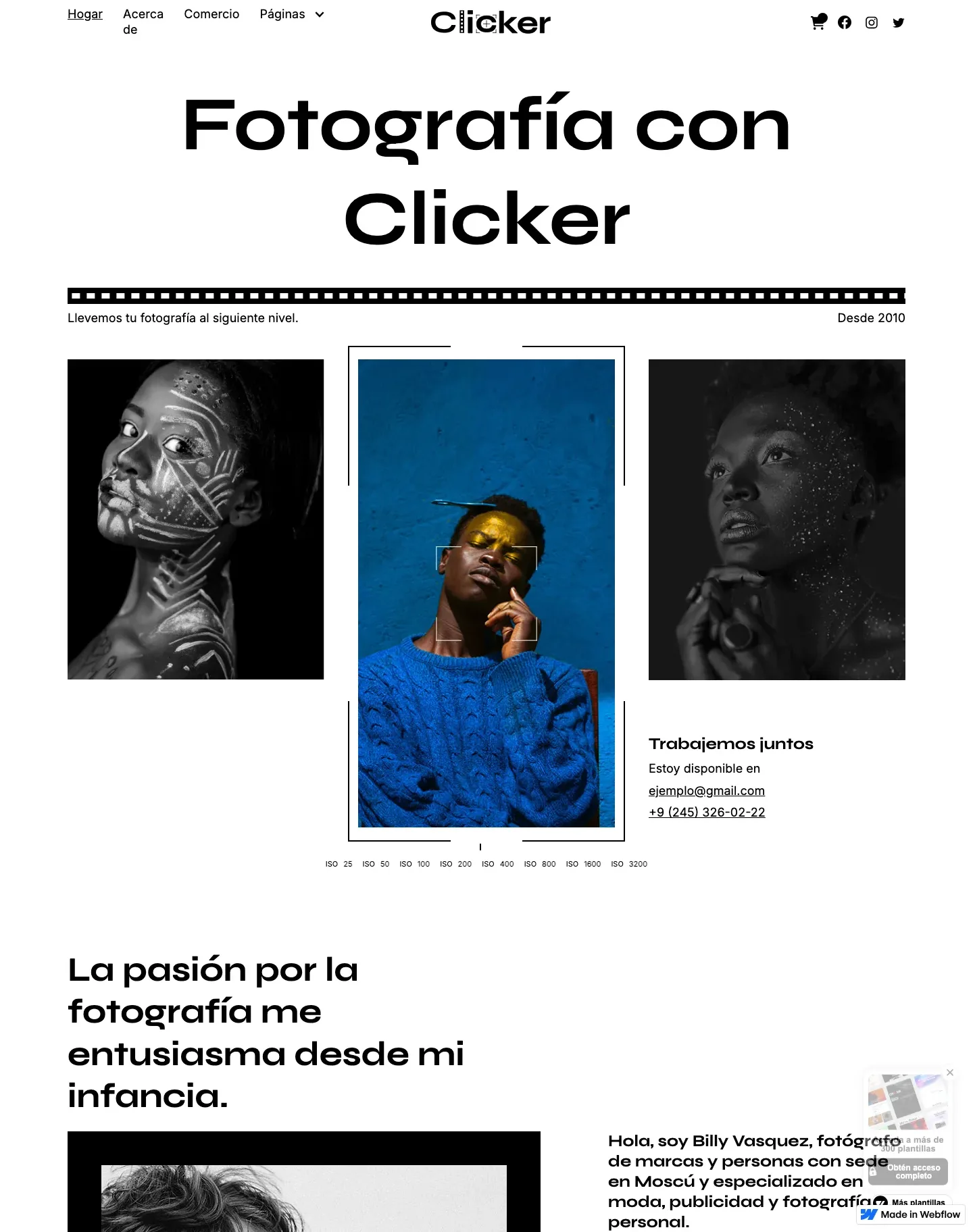 Diseño de página web para fotografía y eventos