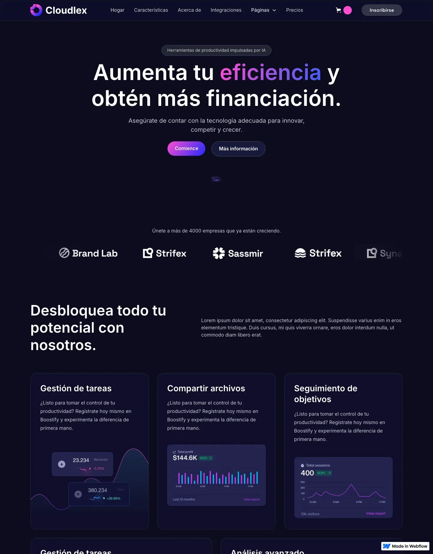 Diseño de página web para landing pages