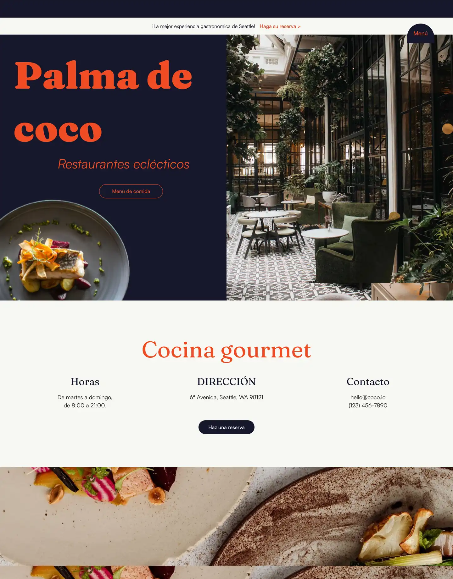 Diseño de página web para restaurantes y cafés