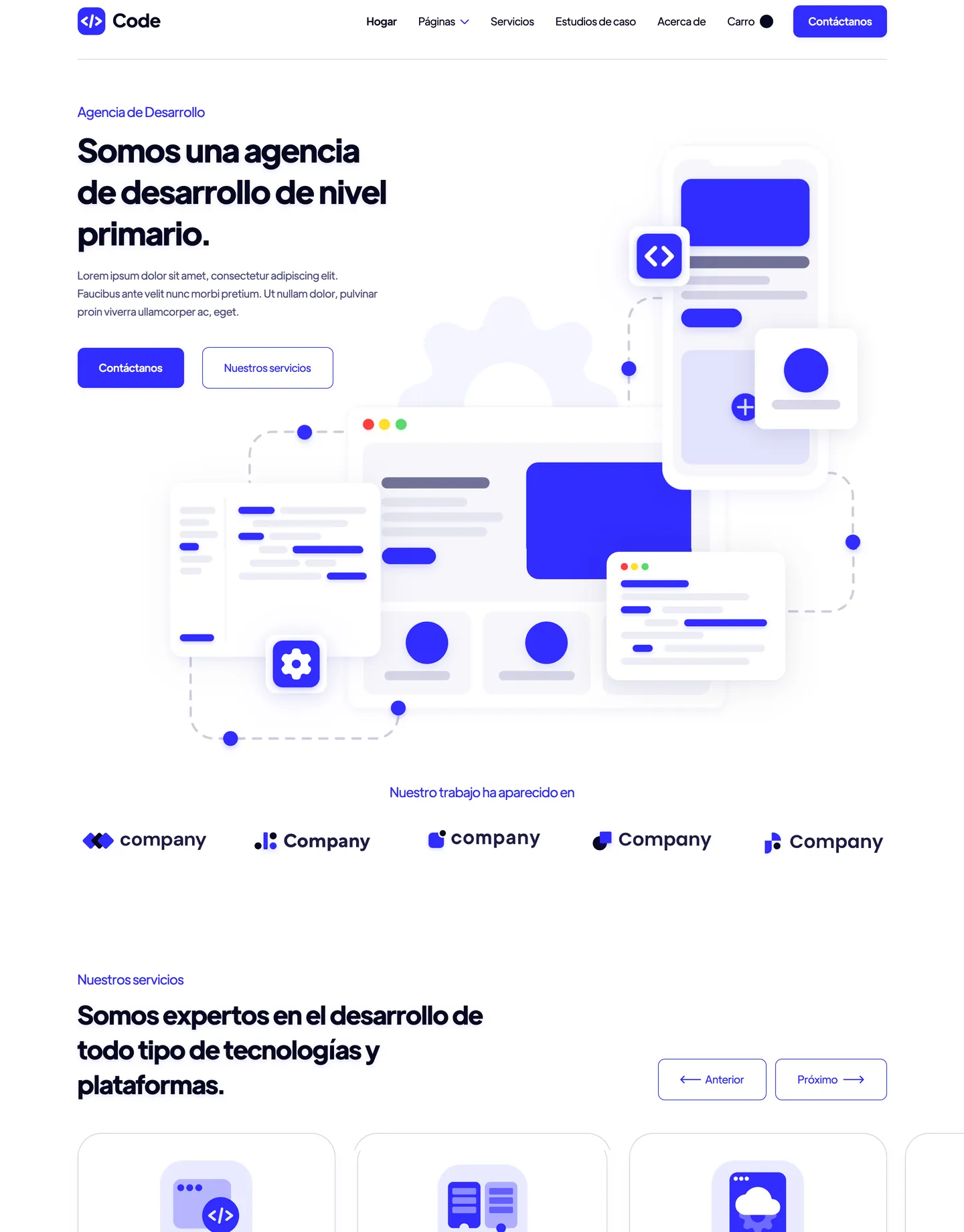 Diseño de página web para software y apps
