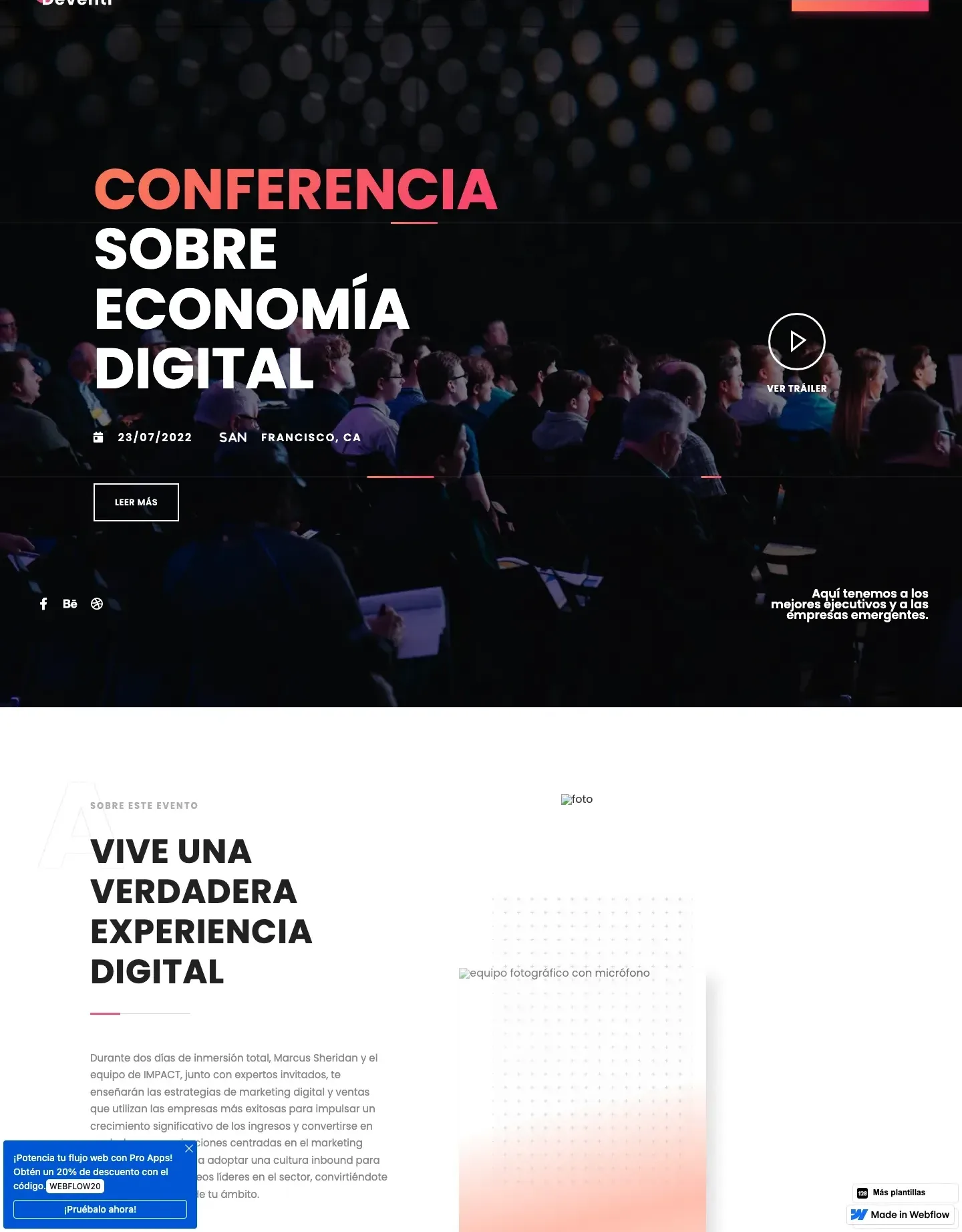 Diseño de página web para fotografía y eventos