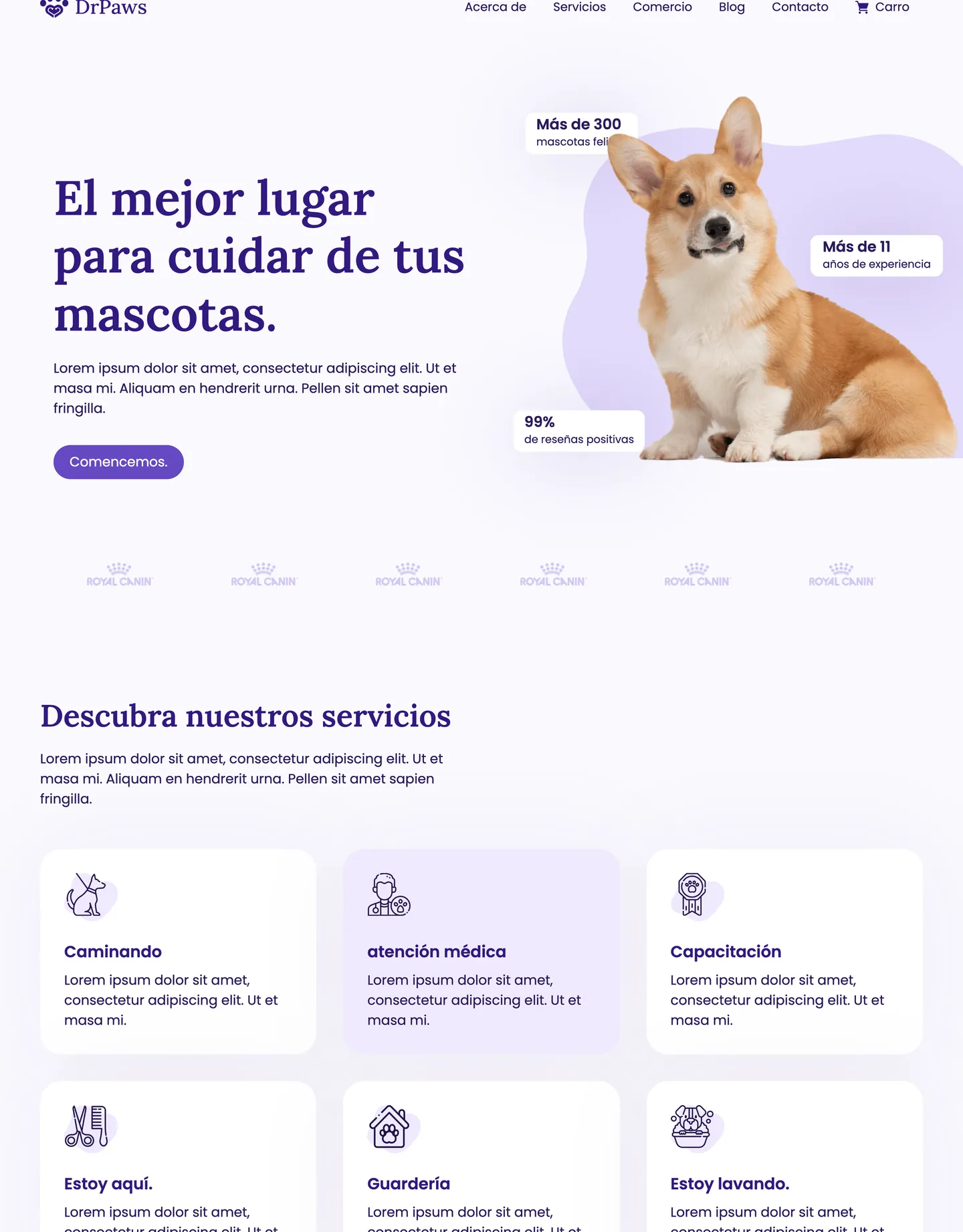 Diseño de página web para veterinarias