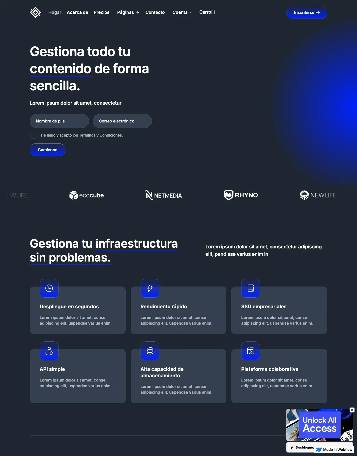 Diseño de página web para landing pages