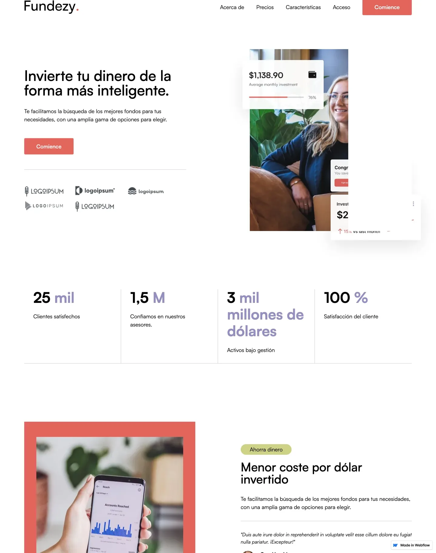 Diseño de página web para landing pages