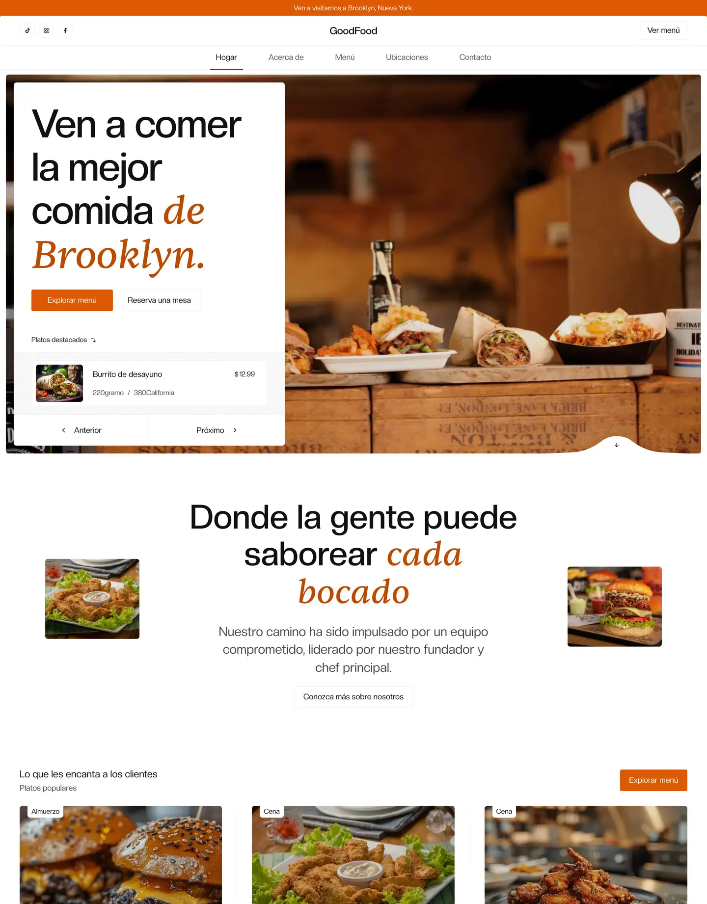 Diseño de página web para restaurantes y cafés