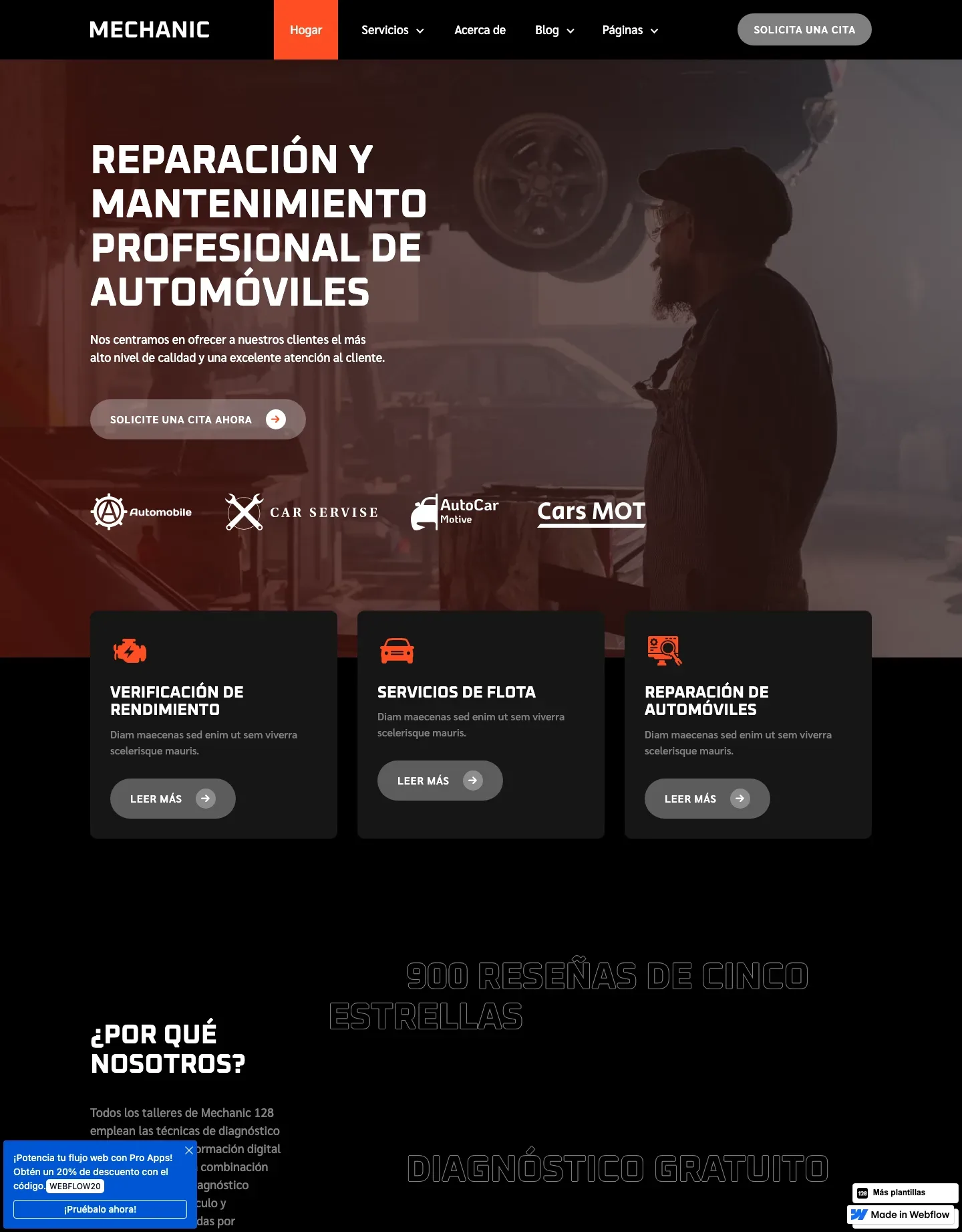 Diseño de página web para talleres y automotriz