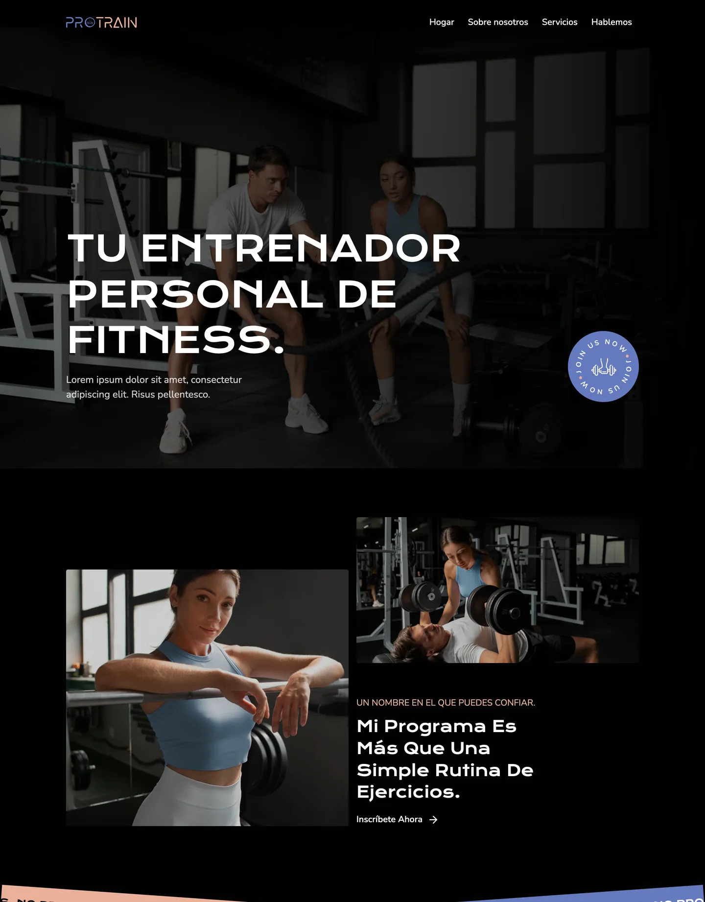 Diseño de página web para gimnasios