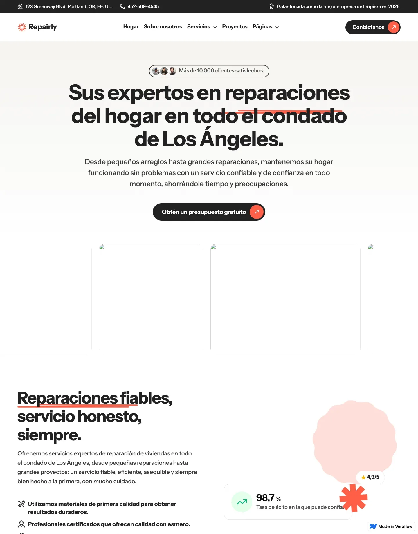 Diseño de página web para servicios y mantenimiento