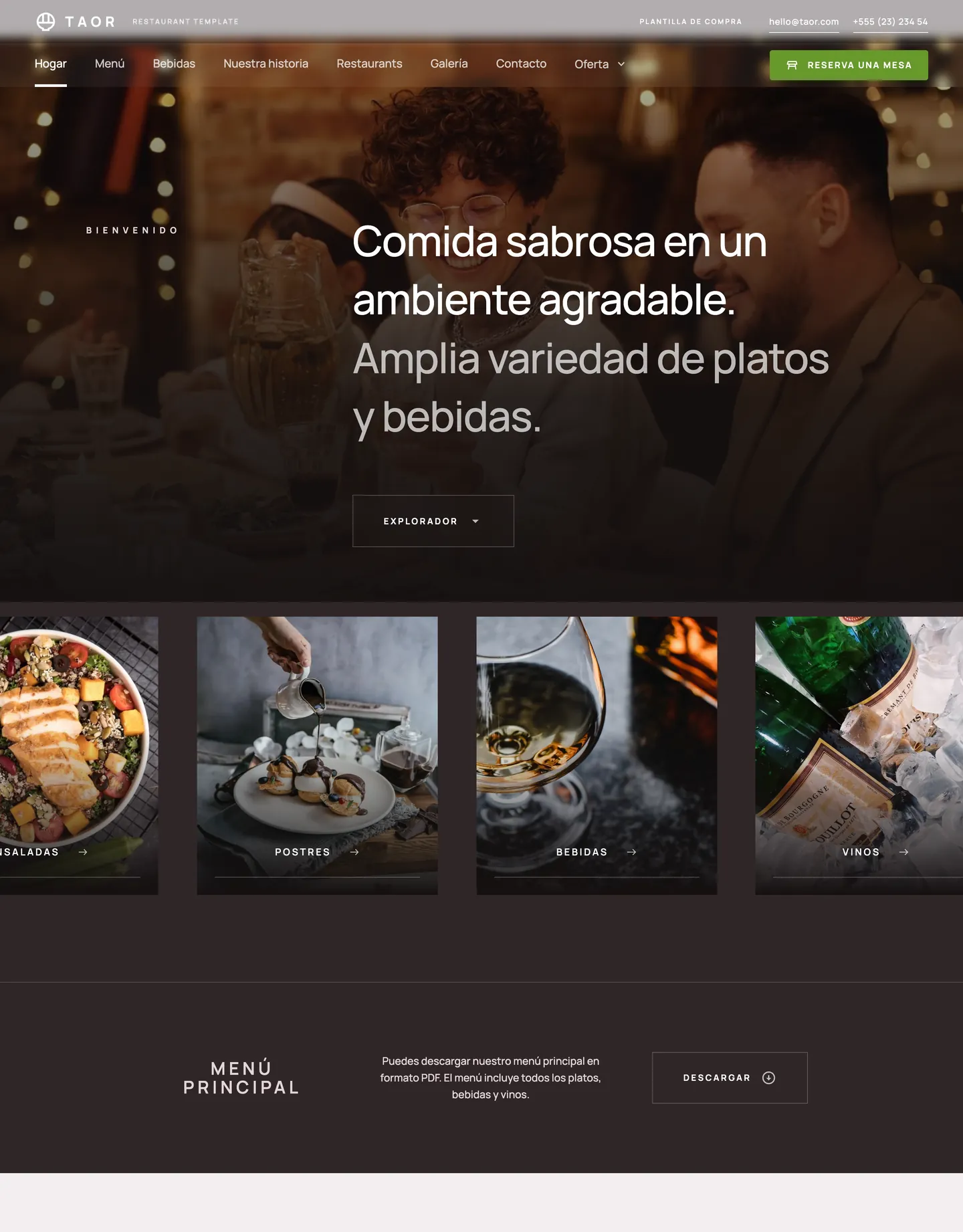 Diseño de página web para restaurantes y cafés