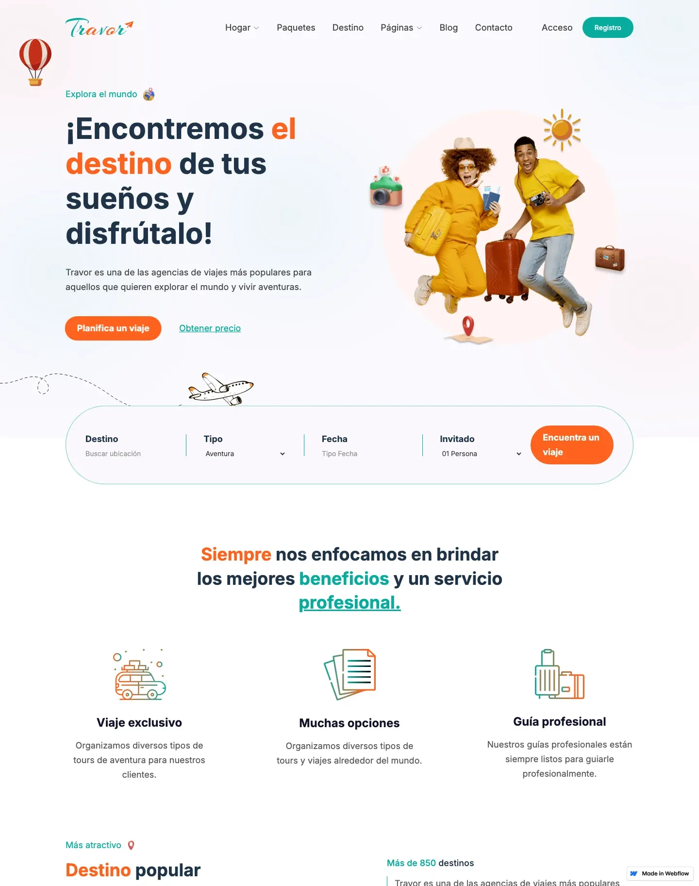 Diseño de página web para turismo y viajes