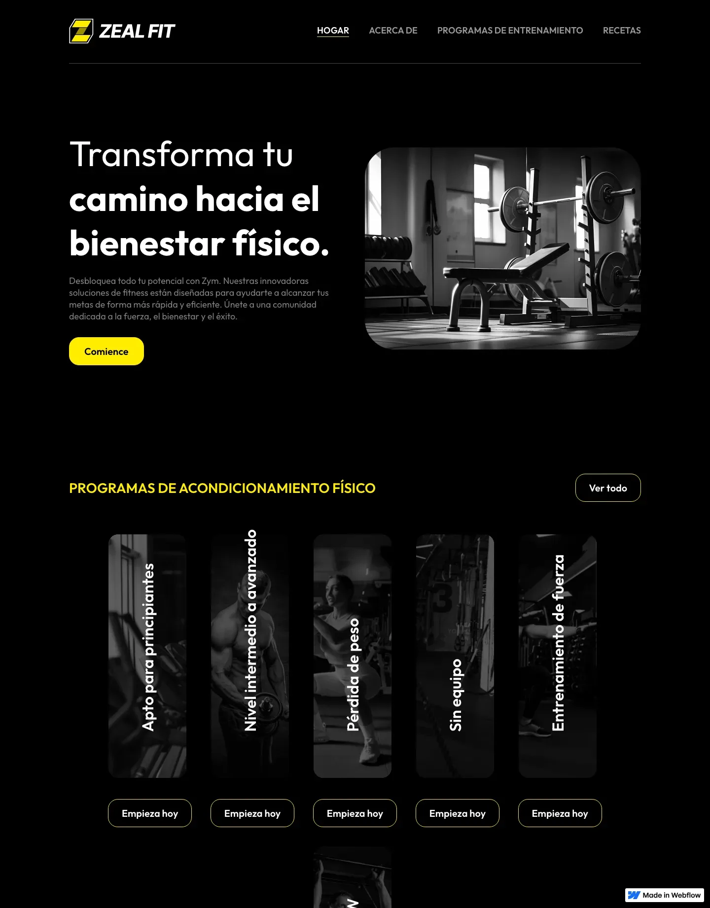 Diseño de página web para gimnasios